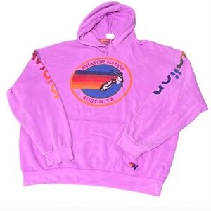 Aviator Nation Purple Hoodie with Multicolor Logo